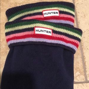 Hunter Tall Boot Sock Navy with Stripe